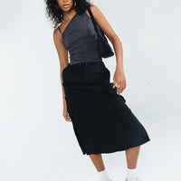 Diviney Parachute Midi Skirt Black