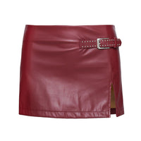De Tigre Belted Mini Skirt Red