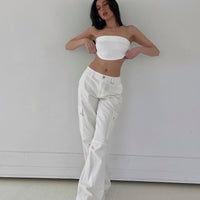 Fallout Mid Rise Cargo Pants White