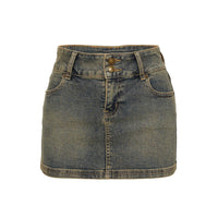 Faya Low Rise Denim Mini Skirt Antique Wash