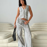 Flutters Pants White / Blue Stripe