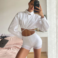 Lace Me Up Biker Short White