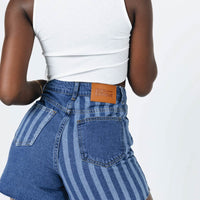 Hollie Striped Denim Shorts