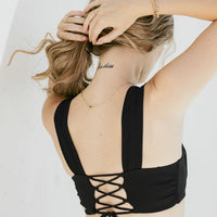 Boardwalk Bombshell Bikini Top - Black Rib