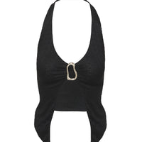 Moderna Halter Lace Top Black