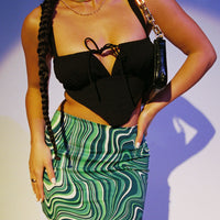 Motel Ima Mini Skirt 70s Ripple Green