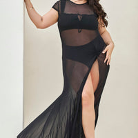 Mermaid Mesh Coverup Dress - Black