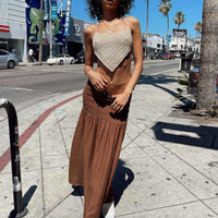 Porto Maxi Skirt Brown