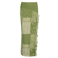 Sharifa Patchwork Maxi Skirt Green