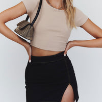 The Lola Mini Skirt Contrast Stitching Black