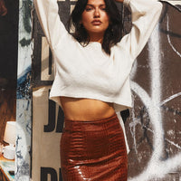 The Wren Mini Skirt Brown Croc