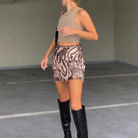 Vincent Mini Skirt Beige Print