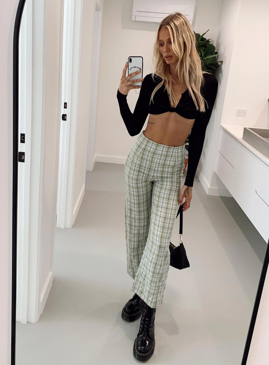 Euros Pants Light Green Check