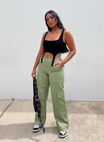 Luna Mid Rise Cargo Pants Green