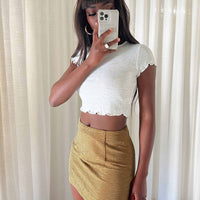 Selby Textured Mini Skirt Beige