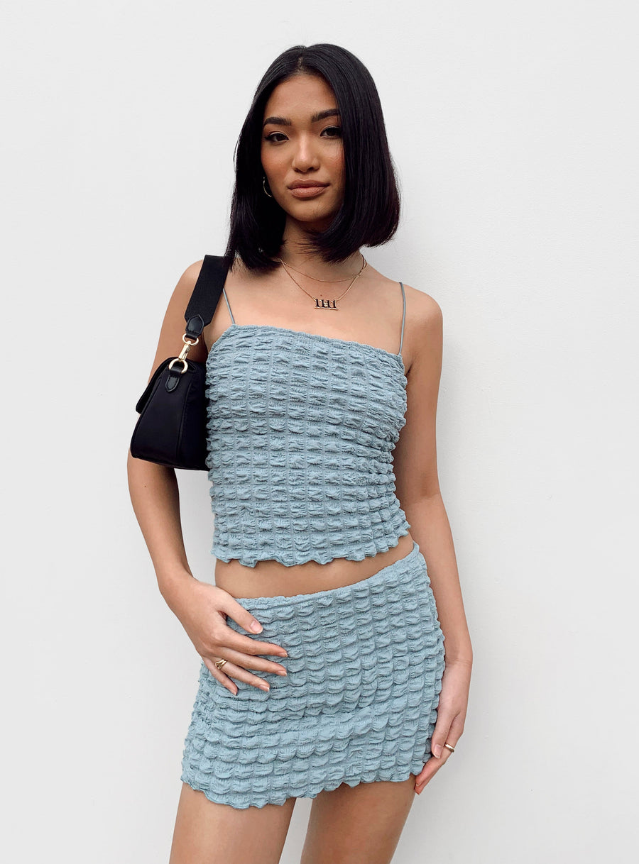 Popcorn Dream Mini Skirt Blue