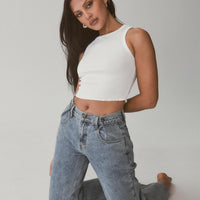 Krena Adjustable High Mid Rise Jeans Mid Wash