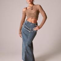 Lune Denim Maxi Skirt Blue