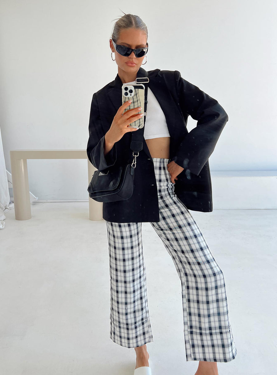 Euros Check Pants Black/White Tall