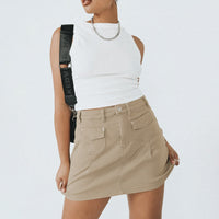 On my Way Mini Skirt Beige