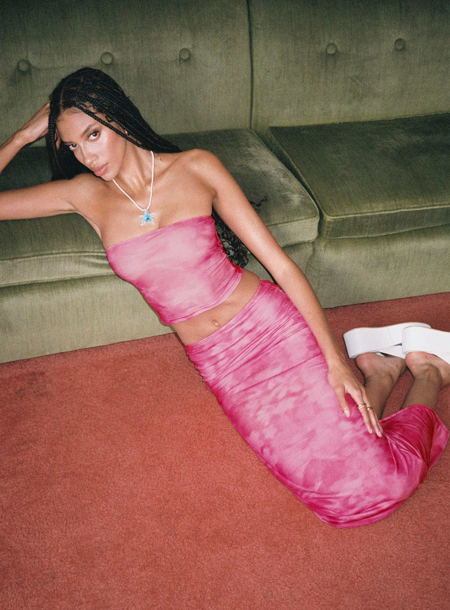 Dunston Mesh Maxi Skirt Pink