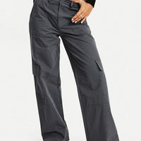 Luna Mid Rise Cargo Pants Charcoal