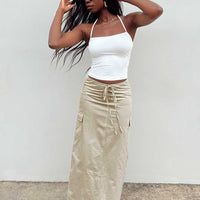 Giddings Cargo Maxi Skirt Beige