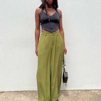 Plazzo Wide Leg Pants Khaki