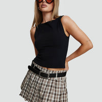 Envision Pleat Mini Skirt Brown Multi