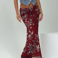 Buchan Maxi Skirt Red Floral