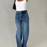 Carsen Wide Leg Jeans Washed Blue