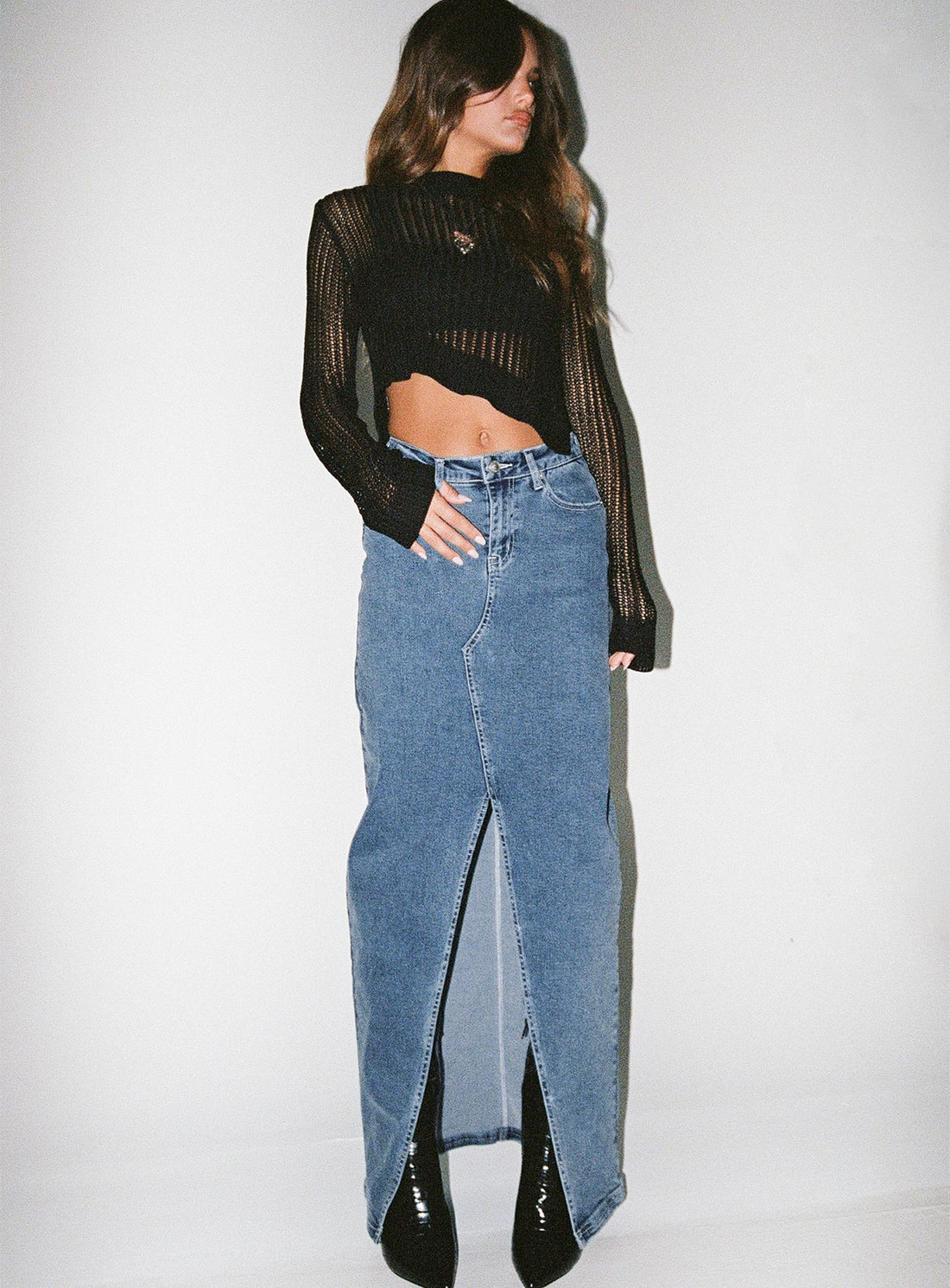 Batkins Maxi Skirt Dark Wash Denim