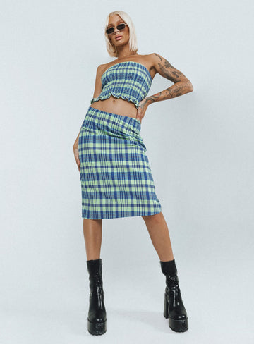 Motel Harriet Skirt Colourpop Check Blue