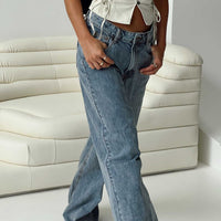 Eivissa High Rise Baggy Jeans Faded Denim