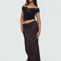 Donabella Mesh Maxi Skirt Black / Red