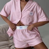Early Riser Sleep Shorts Pink Stripe