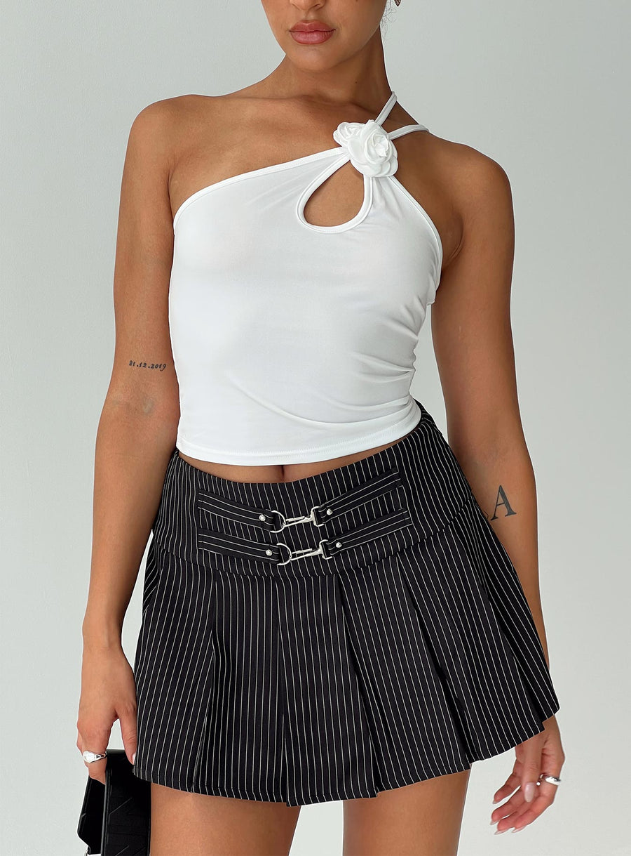 Vyola Mini Skirt Black Pinstripe