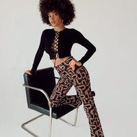 Motel Zoven Trouser Tonal Interlink Black