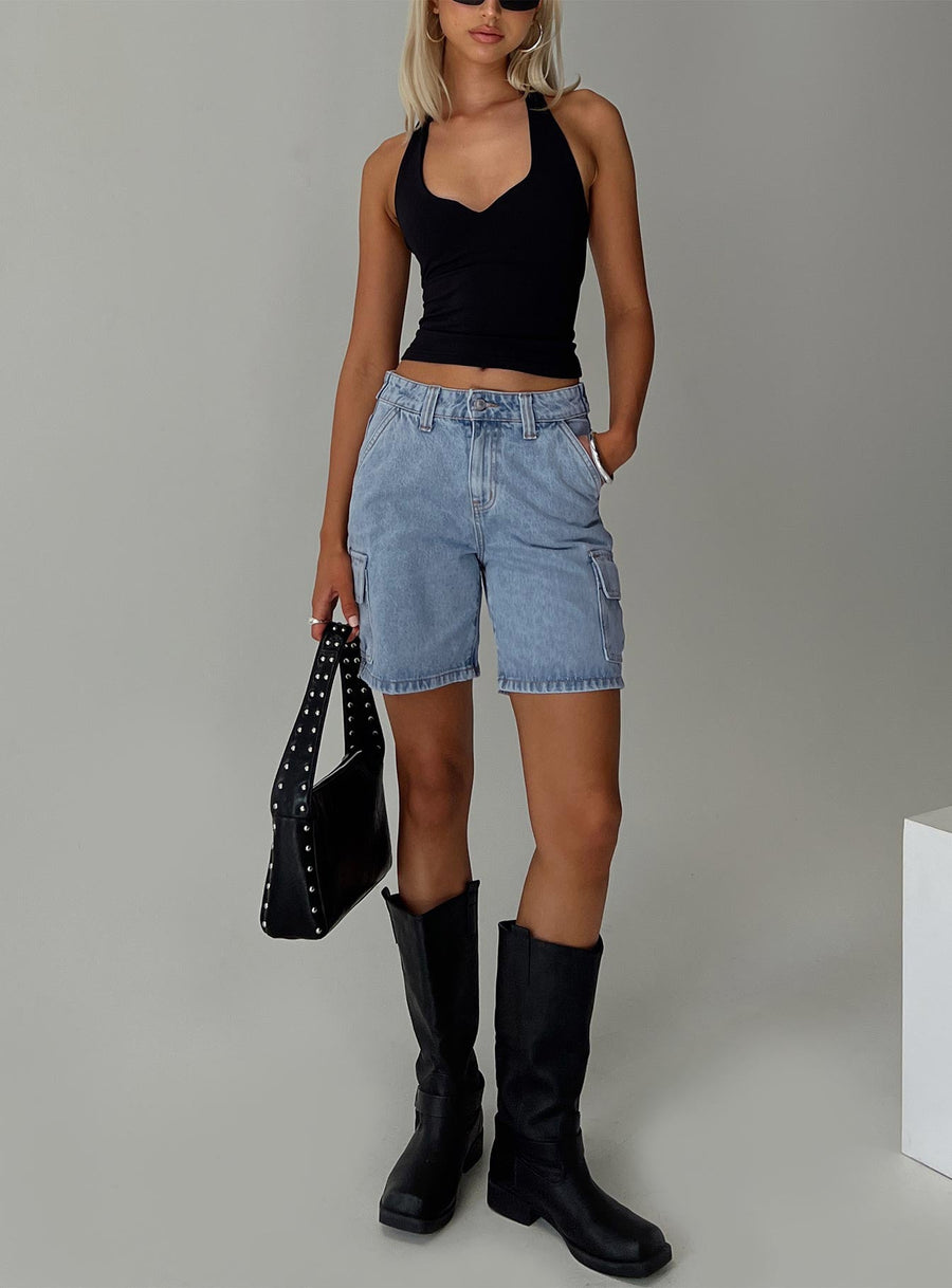 Mika Carpenter Denim Shorts Light Wash