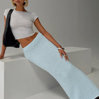 Ponce Boucle Maxi Skirt Light Blue