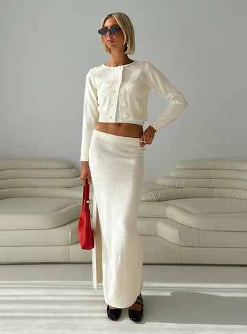 Collase Knit Maxi Skirt Cream