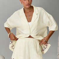 Jamari Linen Blend Shorts Cream / Brown