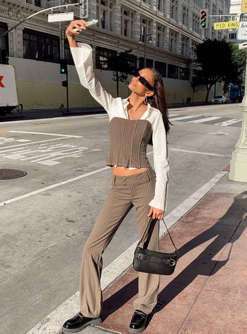 Motel Navida Trouser Pinstripe Brown