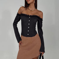 Bronwen Asymmetrical Mini Skirt Brown