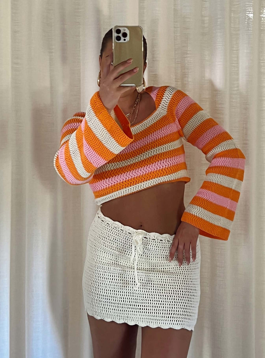 Mirrabook Crochet Mini Skirt White