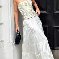 Keira Tiered Maxi Skirt Porcelain