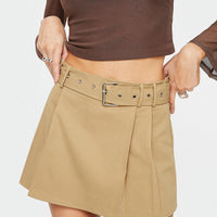 Lio Pleated Mini Skirt Beige