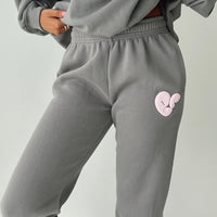 Princess Polly Track Pants Bubble Text Charcoal / Light Pink
