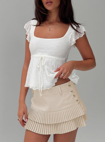 Last Night Ruffle Mini Skirt Beige