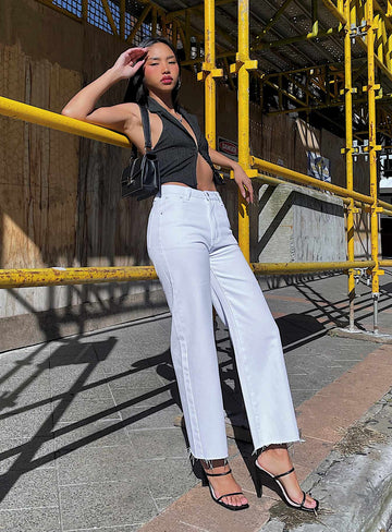 Cece Hammer Wide Leg Jeans White